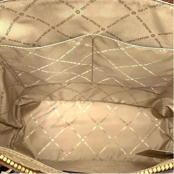 MICHAEL KORS CHARLOTTE LARGE TOP ZIP TOTE BAG LUGGAGE BROWN (NWT) - Picture 11 of 14